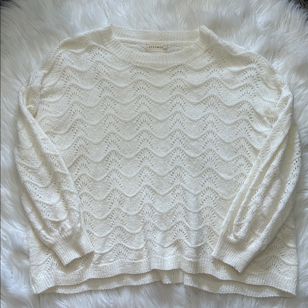 Dreamers Cream Wave Pattern Sweater